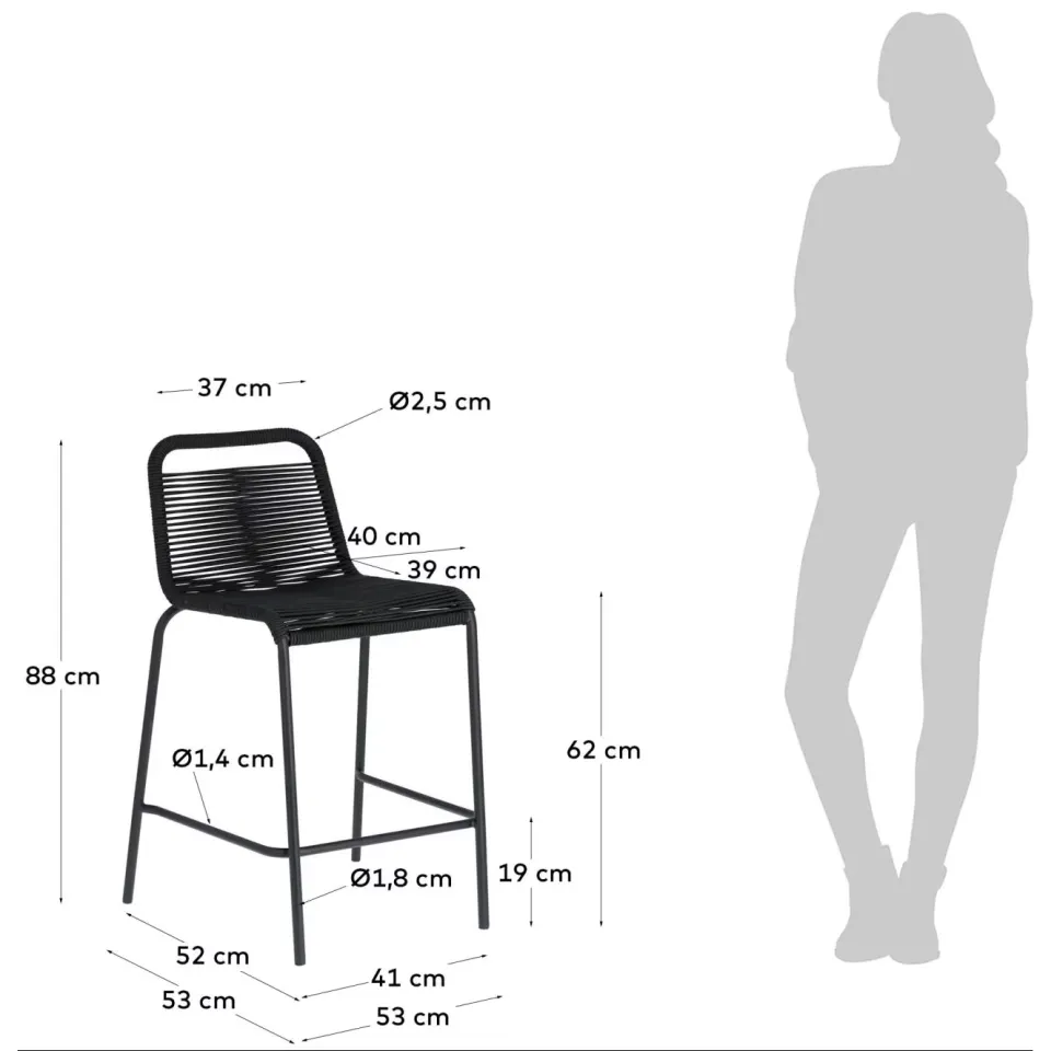 Kave Home Lambton outdoor barkruk zwart, foto 5