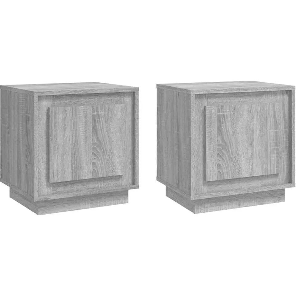 vidaXL Nachtkastjes 2 st 44x35x45 cm bewerkt hout grijs sonoma eiken