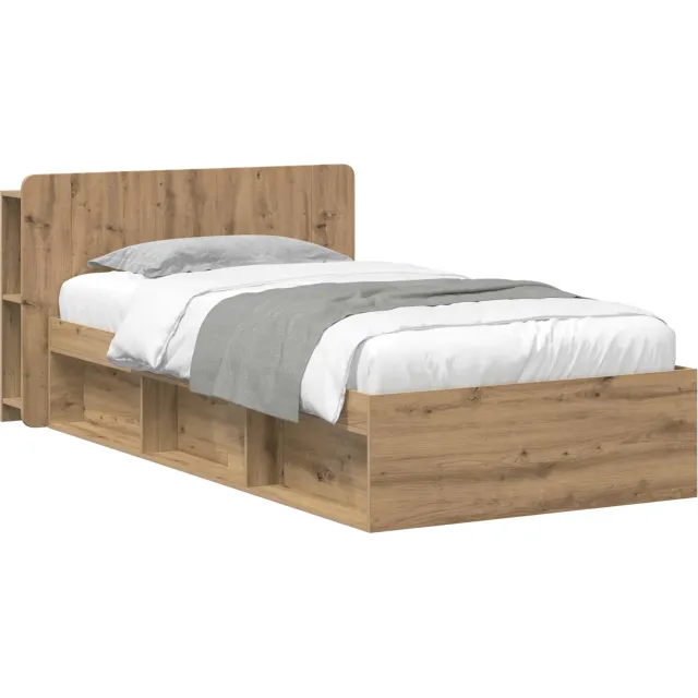 vidaXL Bedframe met opslag Artisanaal eiken 80 x 200 cm Bewerkt hout Bruin