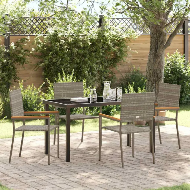 vidaXL Tuin eettafelset 5 st Grijs poly rattan