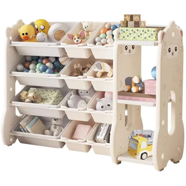 Thuys Opbergkast Speelgoed – met 4 Verdiepingen – Boekenplank – Beige