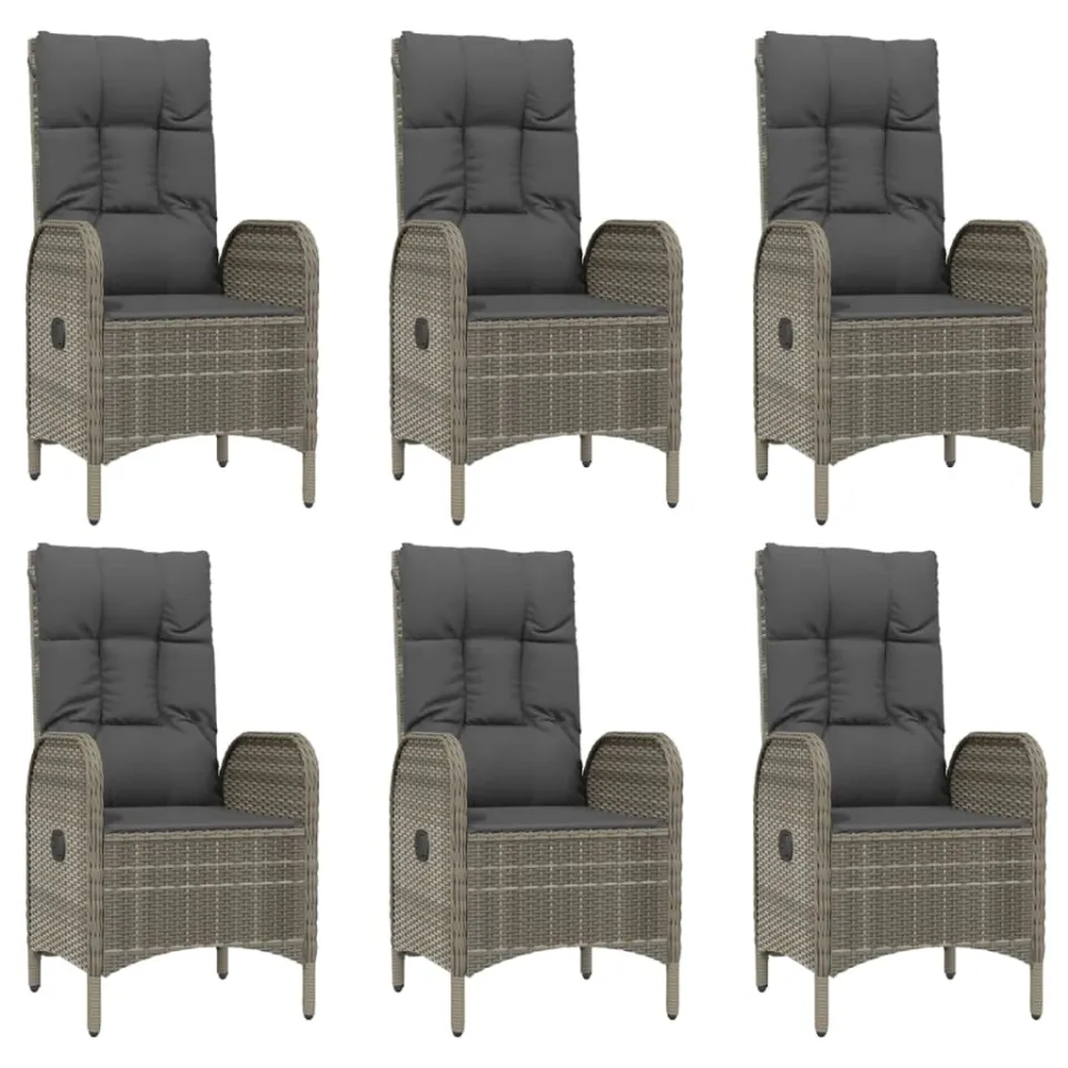 vidaXL 9-delige Tuinset met kussens poly rattan grijs, foto 3