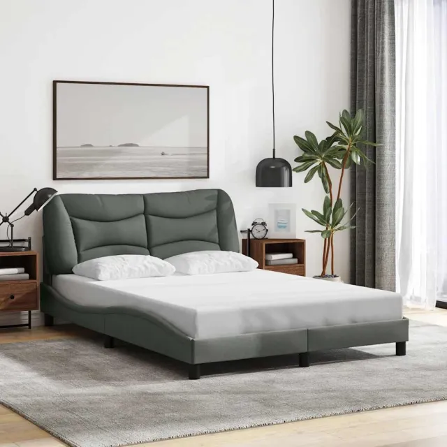 vidaXL Bedframe zonder matras "Hvar" stof donkergrijs 140x190 cm