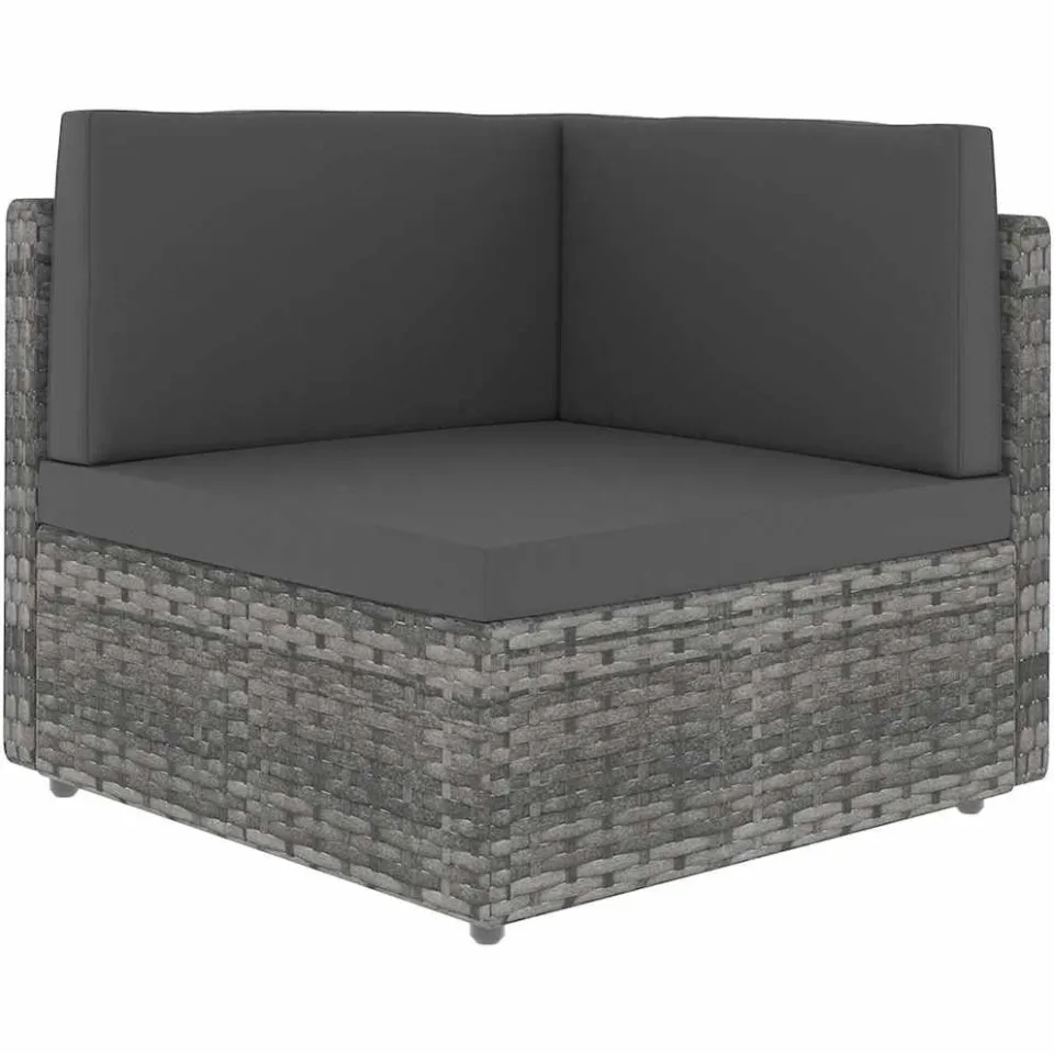 vidaXL 7-delige Loungeset met kussens poly rattan grijs, foto 4