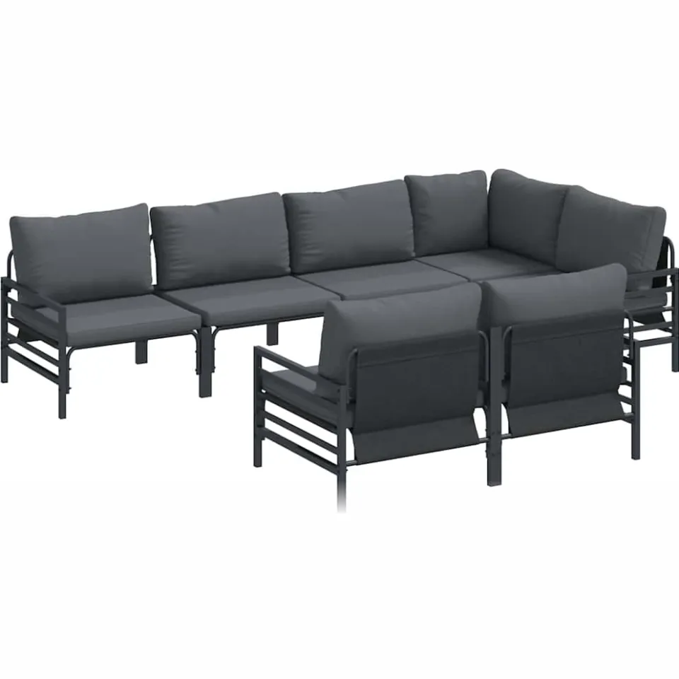 vidaXL Tuinbankenset 7 st Zwart Staal Anthraciet
