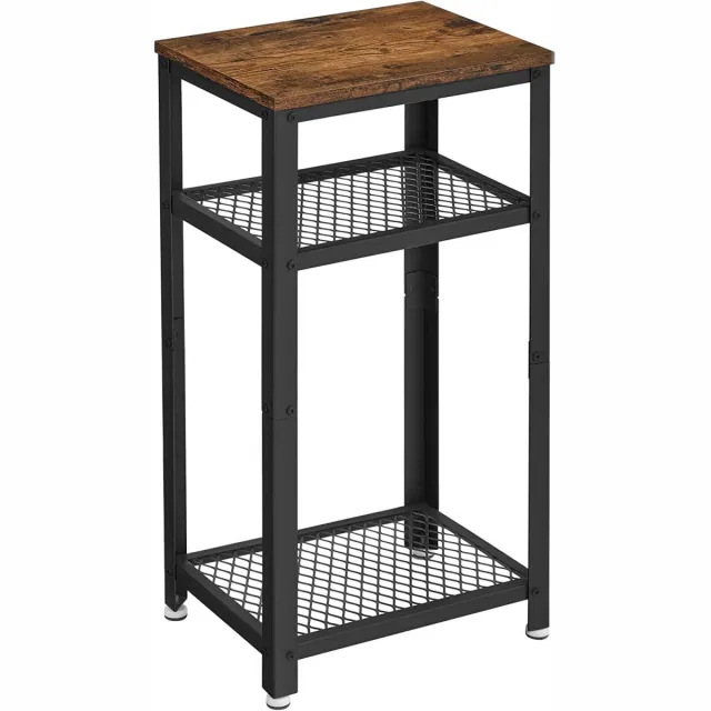 LEOBERT Nachtkastje LET75BX – Rustiek Bruin – Metalen Frame Zwart/Bruin