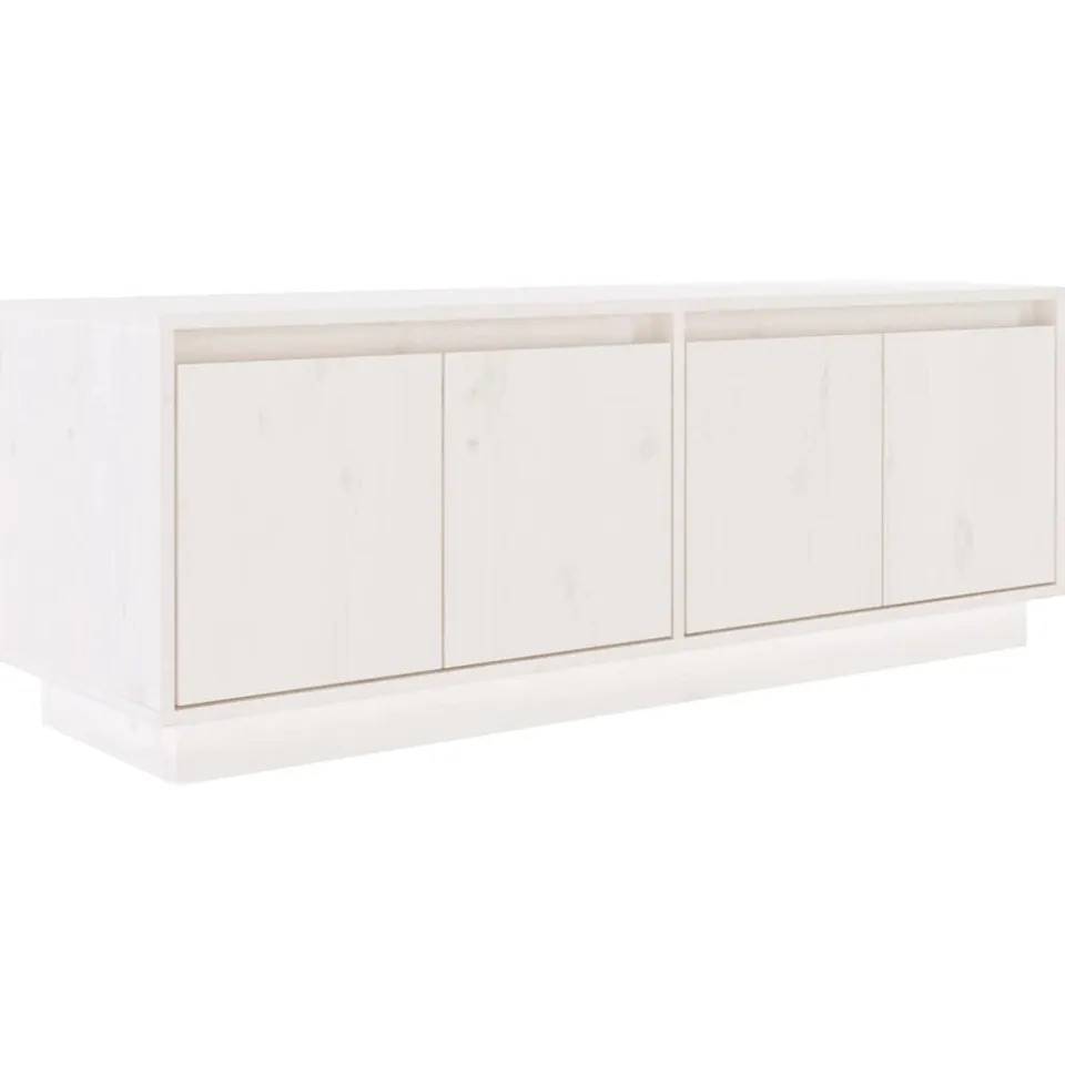 vidaXL Tv-meubel 110x34x40 cm massief grenenhout wit
