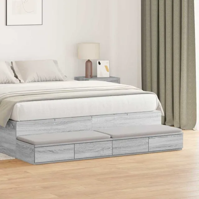 vidaXL Bedlades Grijs Sonoma 135 x 36,5 x 16,5 cm Bewerkt hout, foto 2