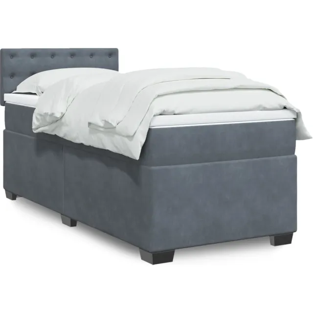 vidaXL Boxspring met matras fluweel donkergrijs 1-persoons