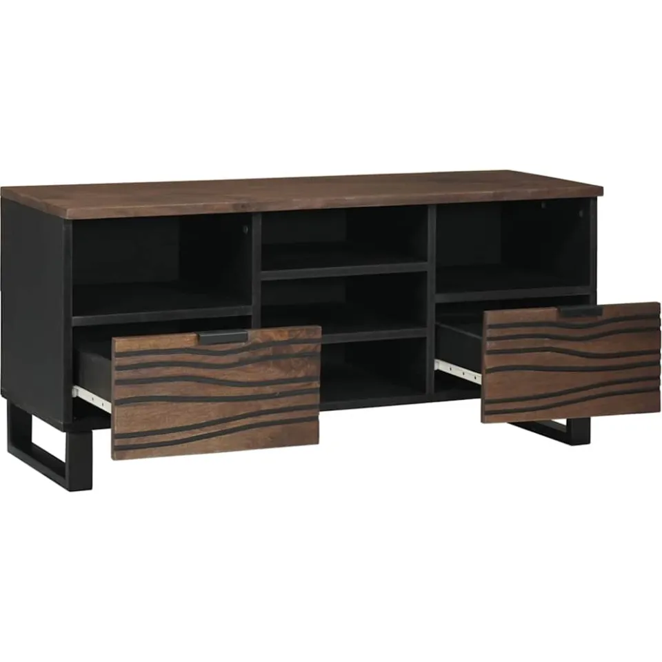 vidaXL TV Eenheden 100 x 33 x 46 cm Walnotenhout Bewerkt hout bruin, foto 2