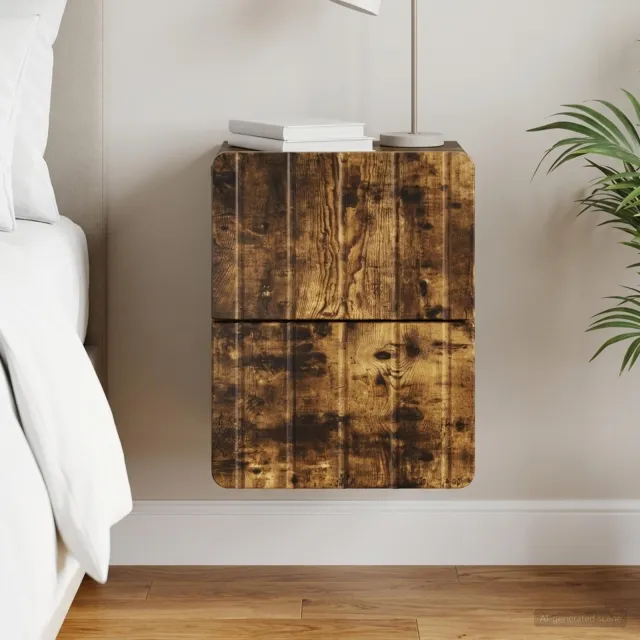 vidaXL Wandbeugel Bedkast Gerookt eiken 33 x 34,5 x 43 cm Bewerkt hout, foto 2