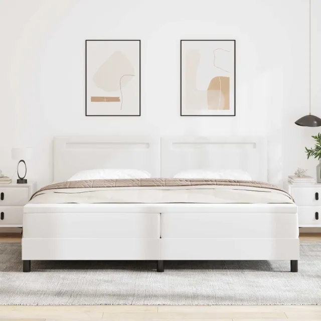 vidaXL Boxspringbed met hoofdeinde Wit 200 x 200 cm Kunstleer