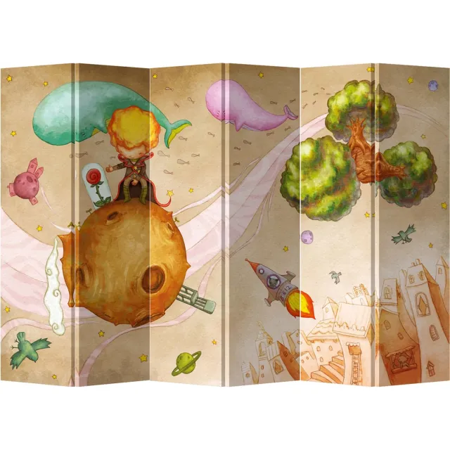Fine Asianliving Kamerscherm Scheidingswand B240xH180cm 6 Panelen Kleine Prins Multicolour