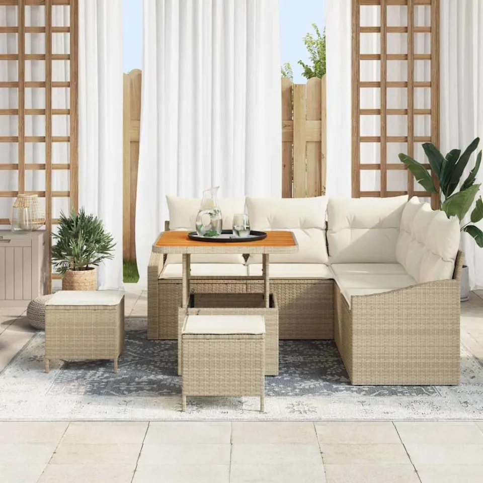 vidaXL Tuinbankenset 8 st Beige poly rattan, foto 3
