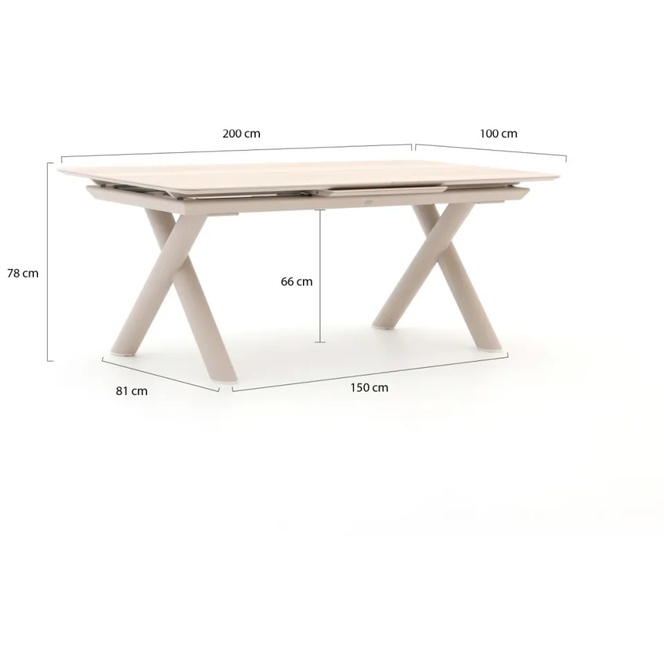 Bellagio tuinmeubelen Bellagio Citadella dining tuintafel uitschuifbaar 200/260x100x78cm taupe, foto 3