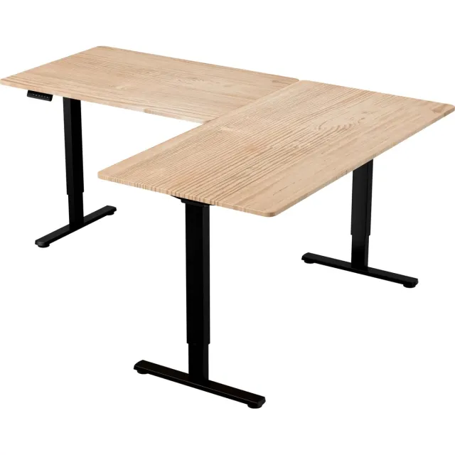 Vestland Zit-Sta Hoekbureau Elektrisch In Hoogte Verstelbaar - Conform ARBO-norm - Geheugenfunctie - 200 x 160 x 80CM - Dubbele Motor - Eiken-Zwart Eiken Zwart
