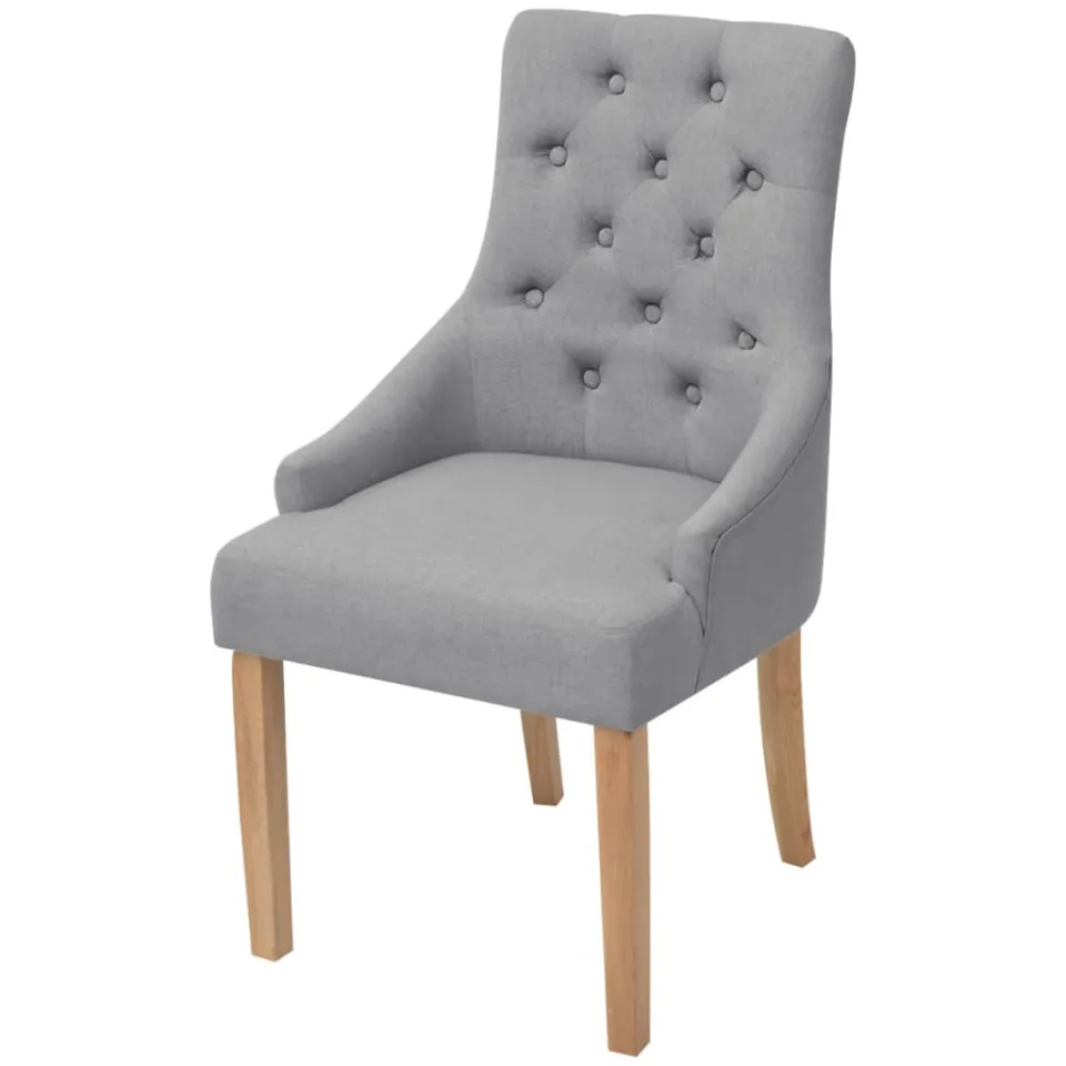 vidaXL Eetkamerstoelen 6 st stof lichtgrijs grijs, foto 2