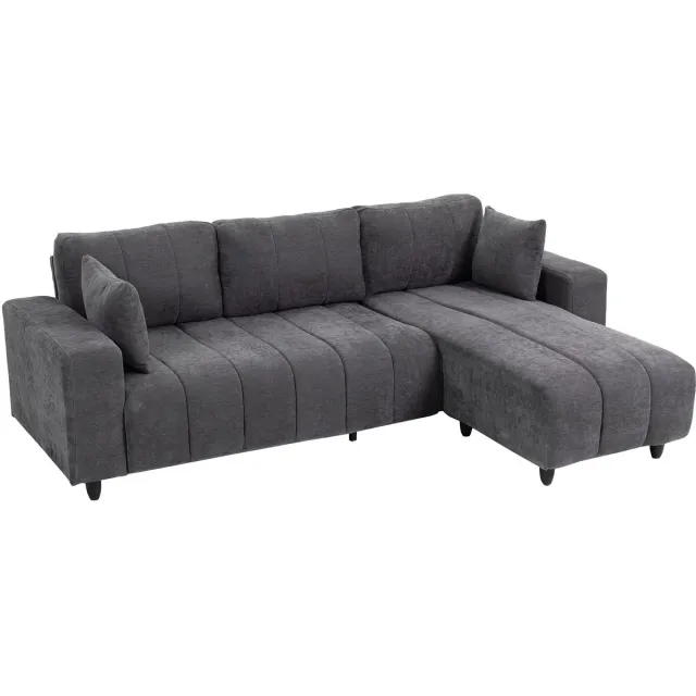 Homcom hoekbank - stof met linnenlook (100% polyester) - 242 x 156 x 87 cm - donkergrijs