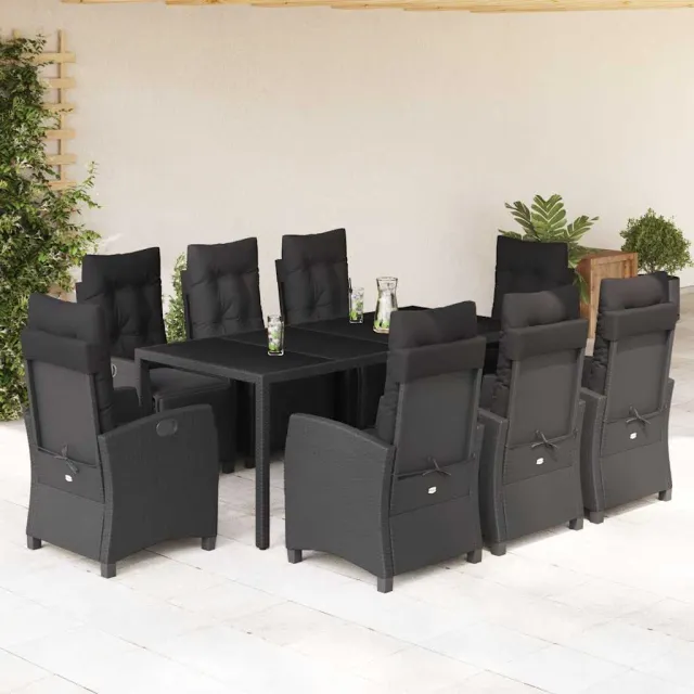 vidaXL 9-delige Tuinset poly rattan zwart, foto 2