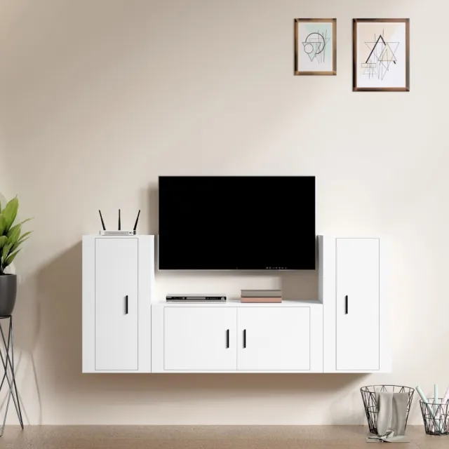 vidaXL 3-delige Tv-meubelset bewerkt hout wit, foto 2