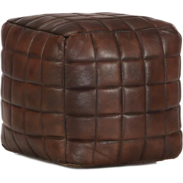 vidaXL Poef 40x40x40 cm echt geitenleer donkerbruin bruin, foto 2