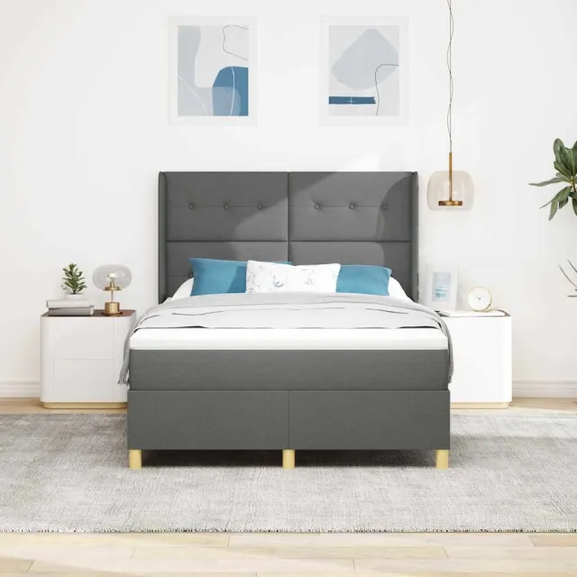 vidaXL Boxspringbed met hoofdeinde Donkergrijs 160 x 200 cm Stof grijs