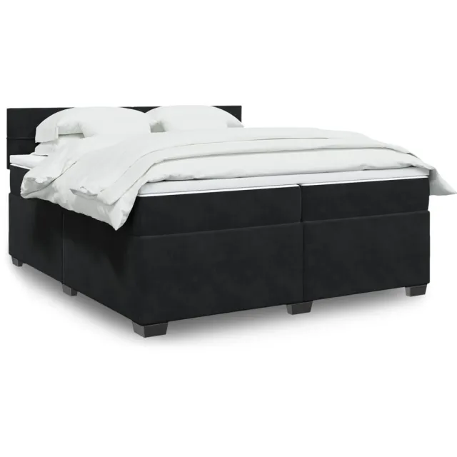 vidaXL Boxspring met matras fluweel zwart 200x200 cm