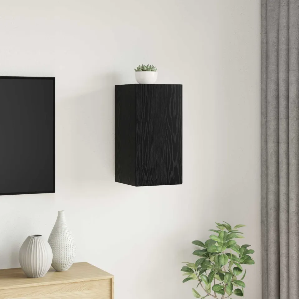vidaXL Wand TV Kast 30,5 x 30 x 60 cm Zwart Eiken Bewerkt hout, foto 3