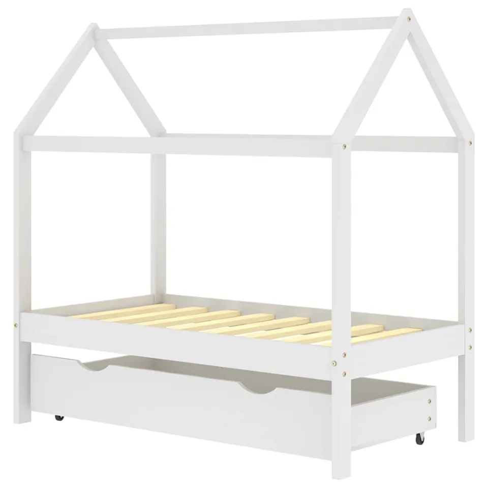 vidaXL Kinderbedframe met lade massief grenenhout 70x140 cm wit, foto 3