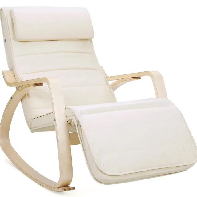MAZAZU MIRA Home - Lounge stoel - Stoel - Comfortabel - Basic - Hout - Stof - Beige - 67x115x91cm