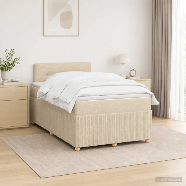 vidaXL Boxspringbed met matras Crèmekleurig 120 x 200 cm Stof