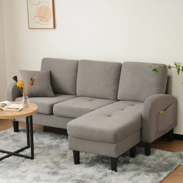 Merax Hoekbank met L-vormige chaiselong - driezitsbank - 166 x 118 x 77 cm - donkergrijs