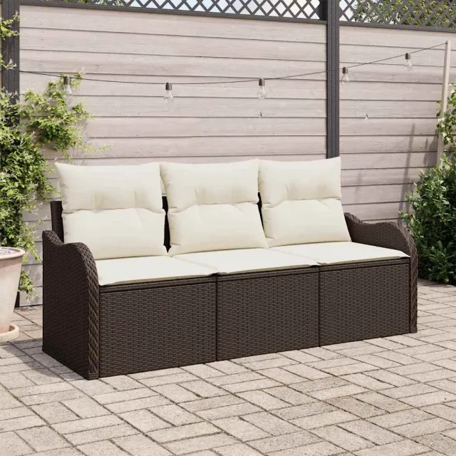 vidaXL Tuinbankenset 3 st Bruin poly rattan, foto 2