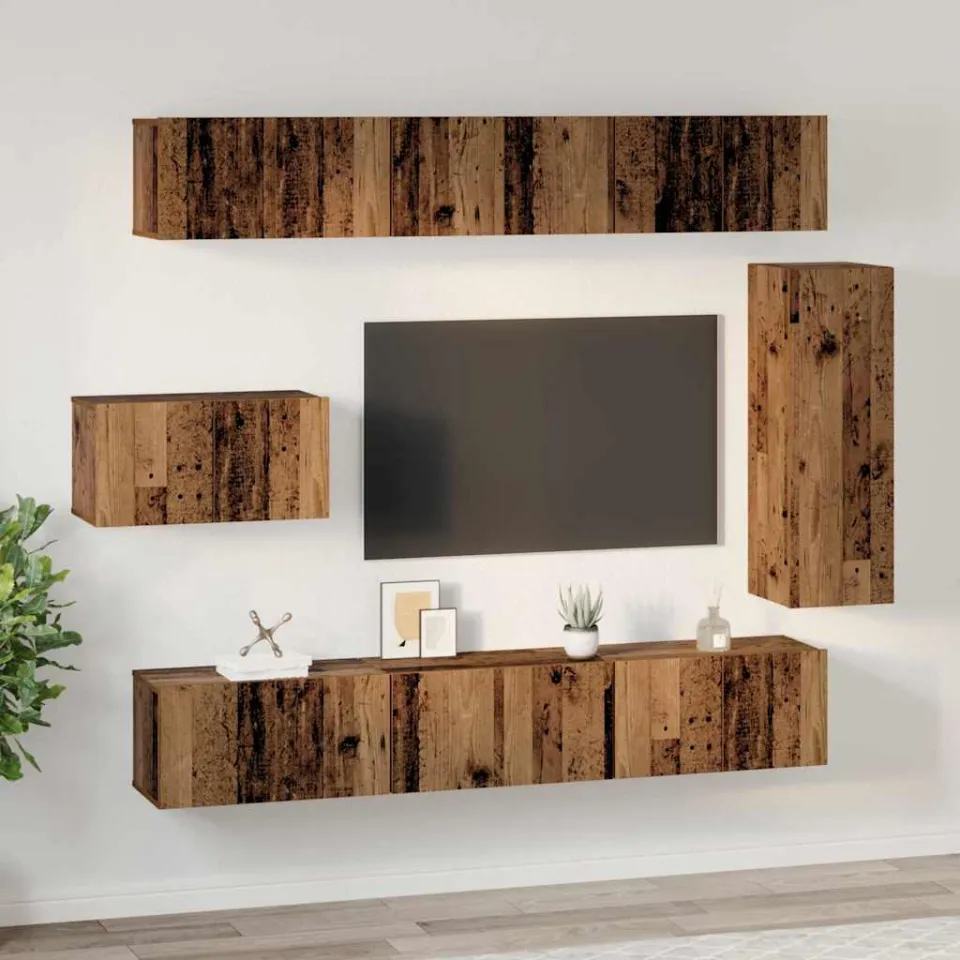 vidaXL Tv-meubelset 8 st 30,5 x 30 x 90 cm Oud Hout bruin, foto 4