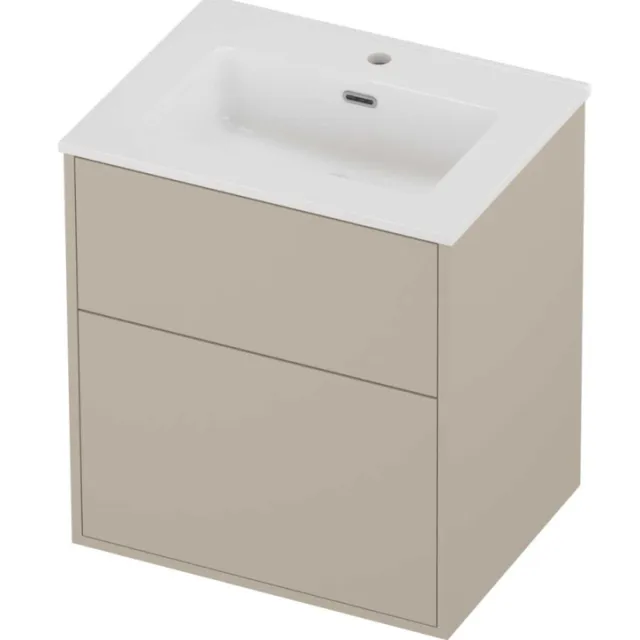 Proline Tribute Badmeubelset Porselein Elegant In Kader 60x46x67 cm Glans Wit Soft Linen Beige