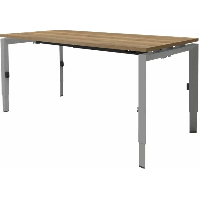 Schaffenburg Linesto N3 bureau, hoogte instelbaar (65-85cm) met 120x80cm lichtgrijs zwevend 25mm blad en zwart (RAL9005) vierpoot N-frame (poot driehoekig 50x50x75 mm.), (met geïntegreerde kabelgoot) Zwart (RAL9005)/Lichtgrijs
