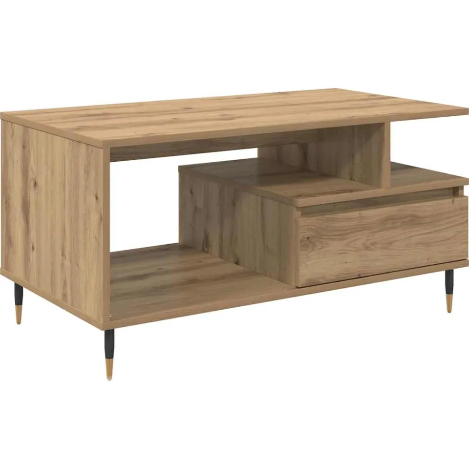 vidaXL Salontafel Artisan Eiken 90 x 49 x 45 cm Bewerkt hout, foto 3