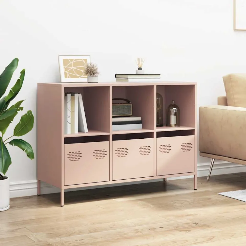 vidaXL Dressoir 101,5x39x73,5 cm koudgewalst staal roze, foto 2