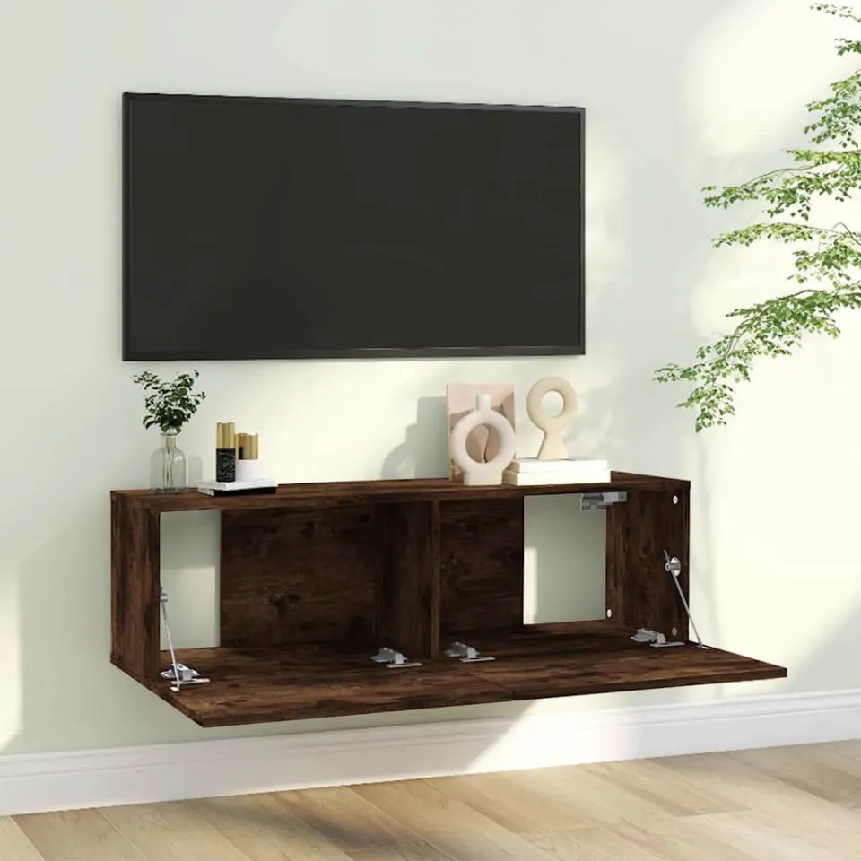 vidaXL Tv-wandmeubel 100x30x30 cm bewerkt hout gerookt eikenkleurig, foto 3