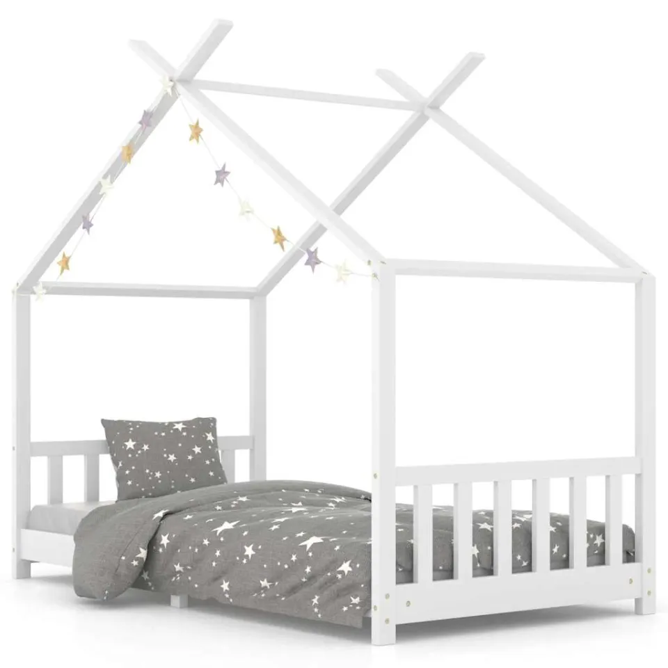 vidaXL Kinderbedframe massief grenenhout wit 90x200 cm, foto 3