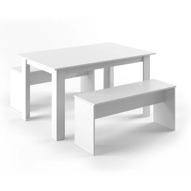Vicco Sentio Eettafel set – 137.6 x 92.8 cm met 2 banken Wit