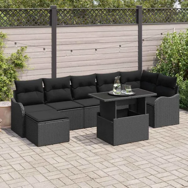 vidaXL Tuin Sofa Set 8 st Zwart Poly riet, foto 2