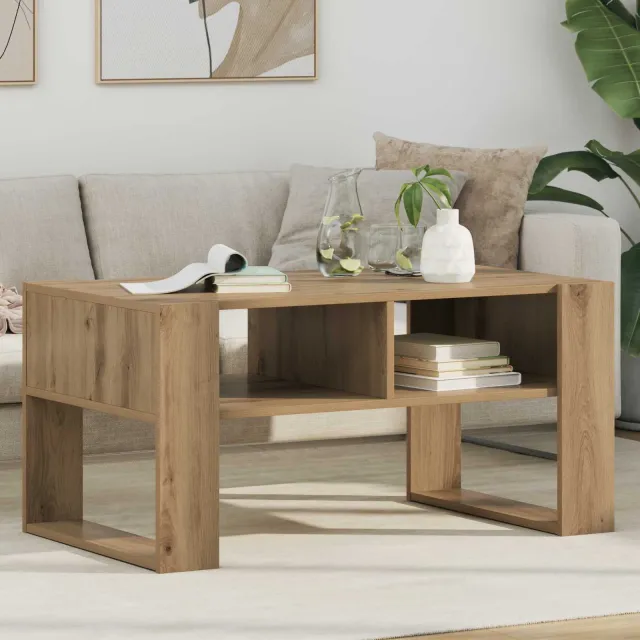 vidaXL Salontafel Artisan Eiken 92 x 53 x 45 cm Bewerkt hout, foto 2