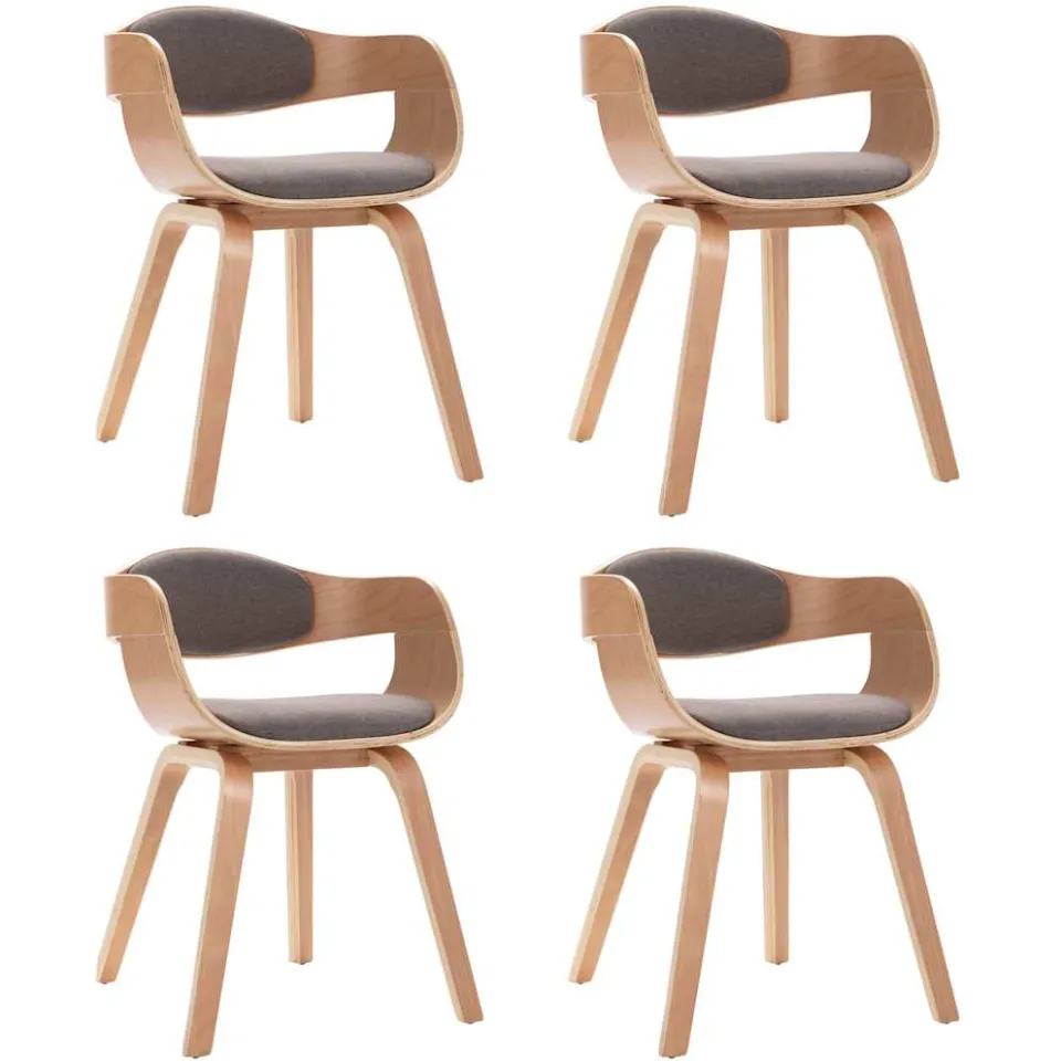 vidaXL Eetkamerstoelen 4 st gebogen hout en stof taupe, foto 3
