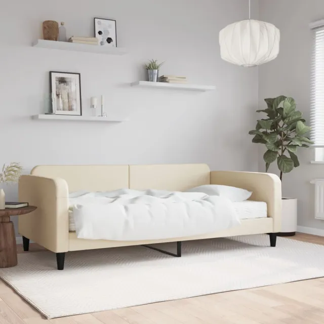 vidaXL Slaapbank met matras 80x200 cm stof crèmekleurig