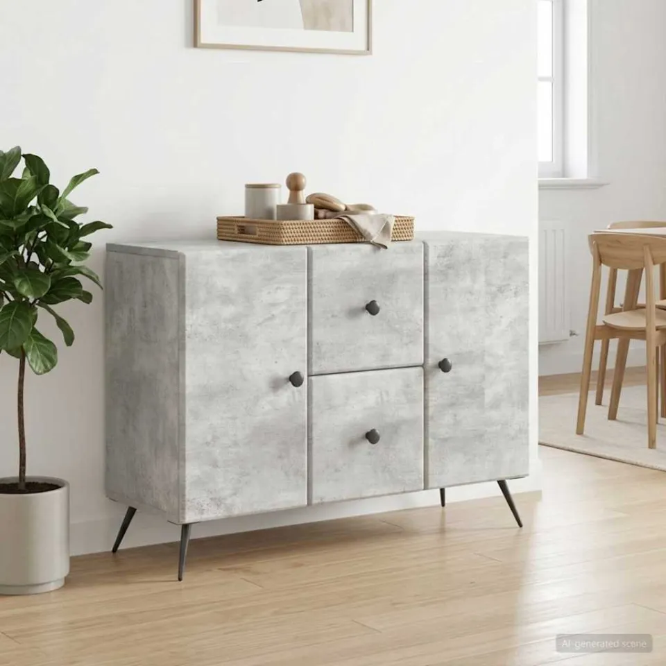 vidaXL Dressoir Betongrijs 89 x 34,5 x 60 cm Bewerkt hout grijs, foto 3
