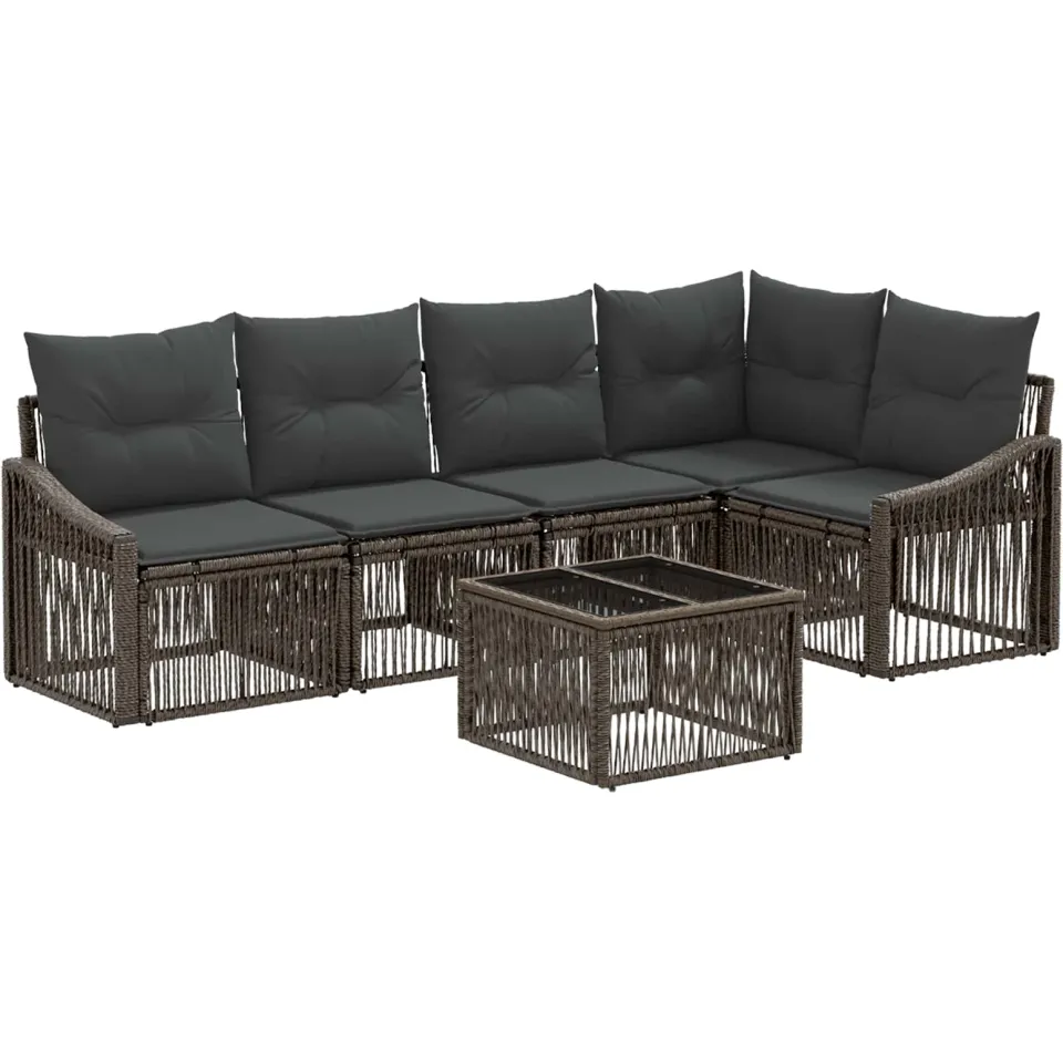vidaXL Tuinbankenset 6 st Grijs poly rattan, foto 3