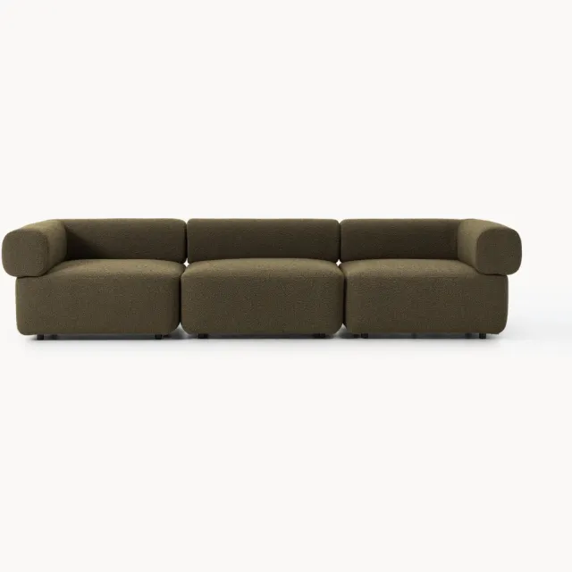 Westwing Collection Modulaire bouclé bank Anton (4-zits) Groen