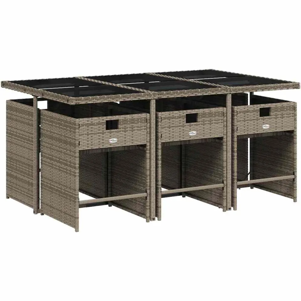 vidaXL 7-delige tuinset met kussens, grijs polyrotan, foto 3