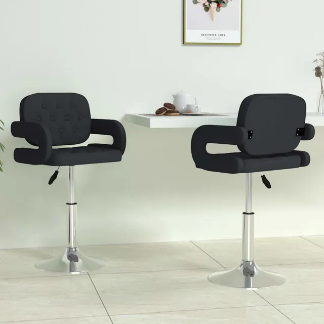 vidaXL Eetkamerstoelen draaibaar 2 st kunstleer zwart, foto 2
